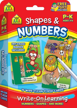 School Zone Shapes and Numbers Write-On Learning Wipe-Clean Flash Cards P-K Ages 3-6