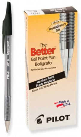 Pilot Pen, Ballpoint, MEDIUM, BLACK, 12 count box