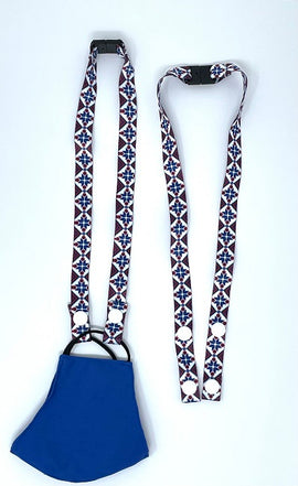 Face Mask Lanyard, Button Secure with Breakaway Safety Tab, RED,BLUE & WHITE
