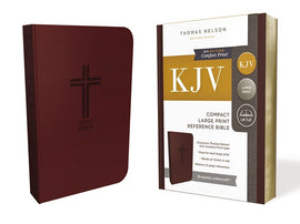 KJV Bible, Compact Large Print Reference Bible, Burgundy Leathersoft