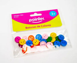Pointer Painted Wooden Buttons, Assorted Colours, 15mm