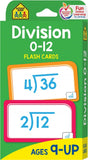 School Zone Division 0-12 Flash Cards Ages 9-Up