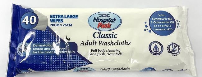 Hospital Pack, Classic Adult Washcloth,  20cm x 26cm, 40 ct,