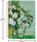 Vincent Van Gogh,Vase with Pink Roses, Hardcover Notebook, Spiral Bound