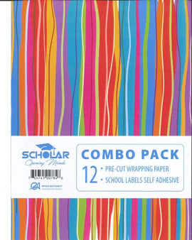 Scholar, Brown Paper Pre- Cut (exercise books) Combo Pack With 12 School Labels
