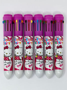 10 Colour Retractable Ballpoint Pen, HELLO KITTY