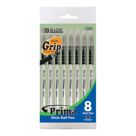 BAZIC, Pen with Cushion Grip, Prima Black Stick, 8count