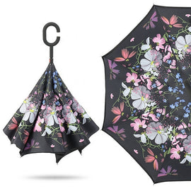 Automatic Inverted Umbrella, Black Floral