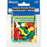 BAZIC, Color Push Pins, assorted, 100count