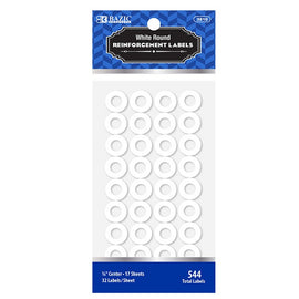 BAZIC, Label, White Round Reinforcement, 544count