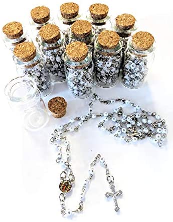 Rosary, Baby Blue Beads in Glass Jar