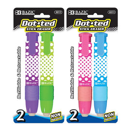 BAZIC, Eraser, Dot Retractable Stick, 2count