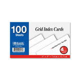 BAZIC White Index Card, Quad Ruled, 3" X 5", 100ct.